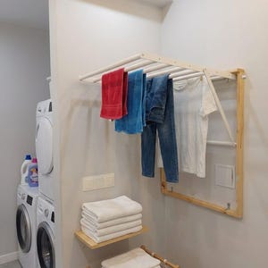 壁掛け式物干しラック、折りたたみ式物干しラック、折りたたみ式吊り下げ物干しラック、ランドリールーム物干しラック、ランドリールーム収納、折りたたみハンガー
