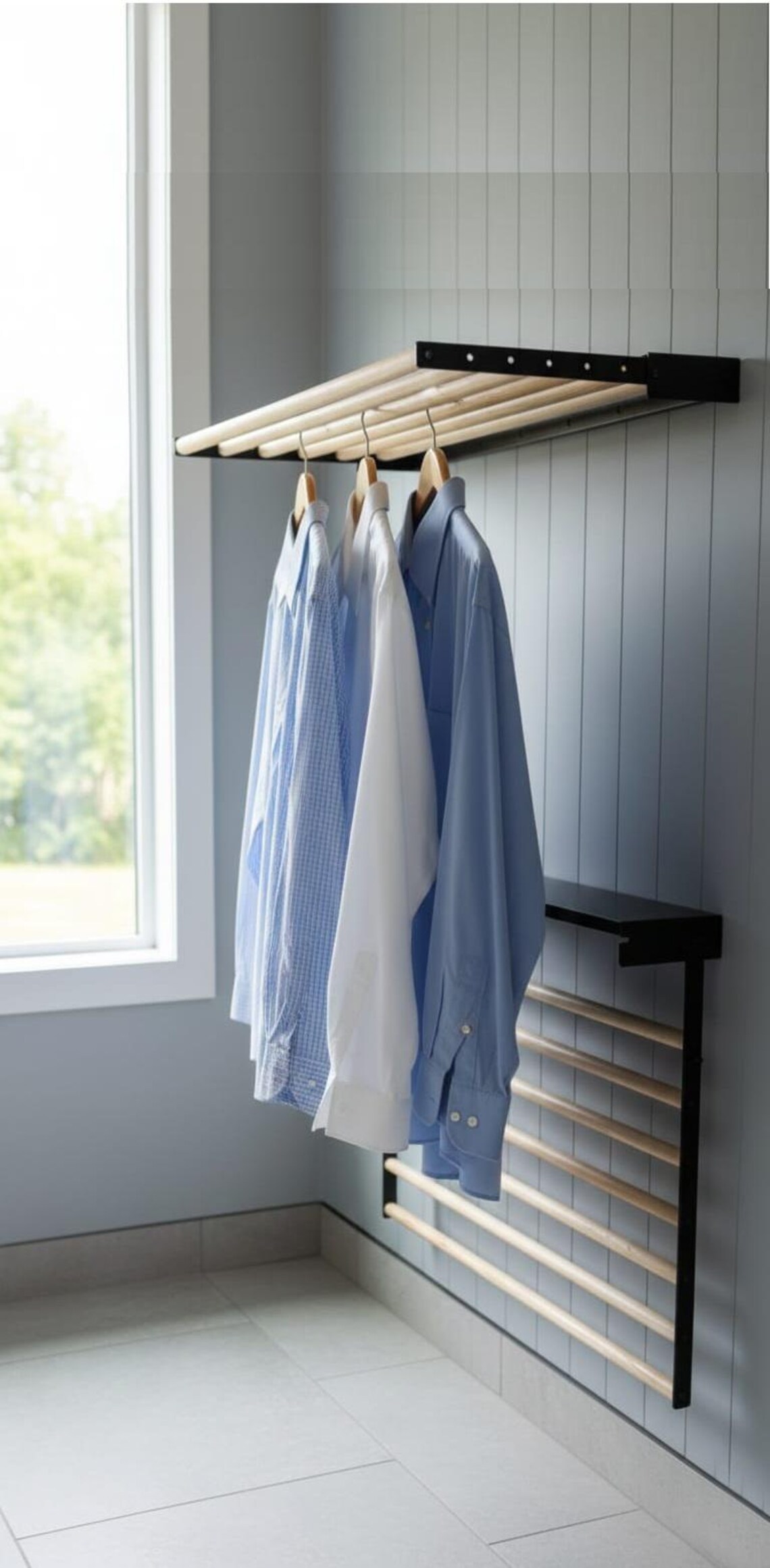 Fold-down Drying Rack , Folding Laundry Room Drying Rack, Wall Mount ...