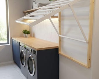 Foldable Drying Rack, Fold-Up Hanging Drying Rack , Laundry Room Drying Rack, Wall Mounted Rack, Laundry Room Storage, Wall Mounted Hanger