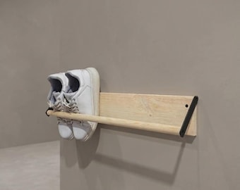 Zapatero de pared a medida - Organizador de zapatos plegable de madera que ahorra espacio - Decoración de madera para la entrada - Colgador de zapatos flotante minimalista
