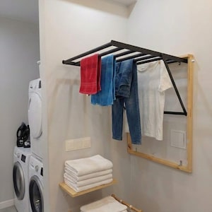 Wall Mounted Hanger, Folding Drying Rack, Laundry Room Drying Rack, Clothes Drying Rack, Laundry Storage, Fold-Up Hanging Drying Rack