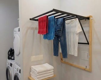 Wall Mounted Hanger, Folding Drying Rack, Laundry Room Drying Rack, Clothes Drying Rack, Laundry Storage, Fold-Up Hanging Drying Rack