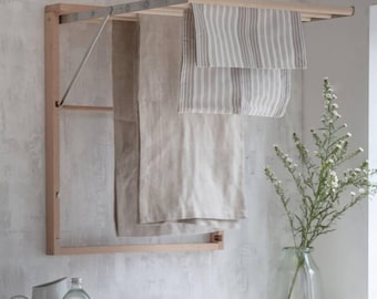 Fold-Up Hanging Drying Rack , Laundry Room Drying Rack, Wall Mount Rack, Laundry Room Storage, Foldable Drying Rack, Wall Mounted Hanger