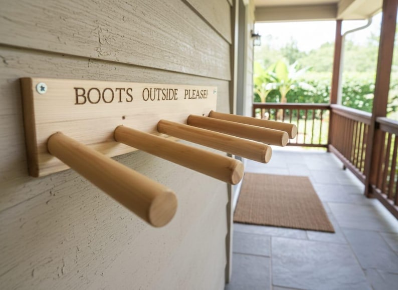 Custom Wall Mounted Boot Storage, Wooden Boot Rack, Wellington Rack ...