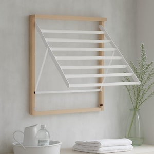 Fold-Up Hanging Drying Rack , Laundry Room Drying Rack, Wall Mount Rack, Laundry Room Storage, Foldable Drying Rack, Wall Mounted Hanger