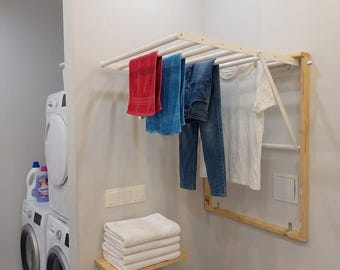 Foldable Drying Rack, Fold-Up Hanging Drying Rack , Laundry Room Drying Rack, Wall Mounted Rack, Laundry Room Storage, Wall Mounted Hanger