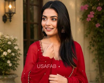 Georgette Embroidered Gown Set for Women,Fully Stitched Party Wear grown,Wedding Wear Gown
