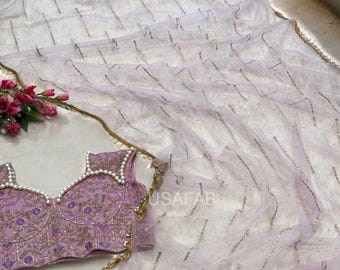 Butterfly Net Saree,Sequins & Hand Pearl Work,Heavy Lace Border,Rangoli Silk Embroidered Blouse