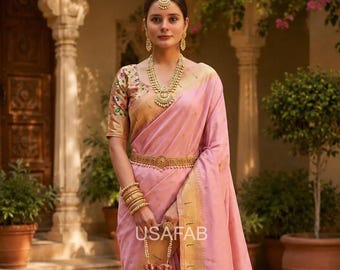 Royal Paithani Silk Saree,Zari Weaving saree,Traditional Munia Border,Wedding Wear saree