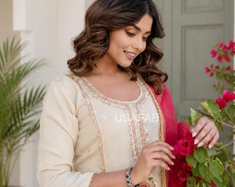 Wedding Cosmos Simmer Kurti Plazo Set,Zardosi Beads Work kurti set, Designer Daily Wear Kurtis