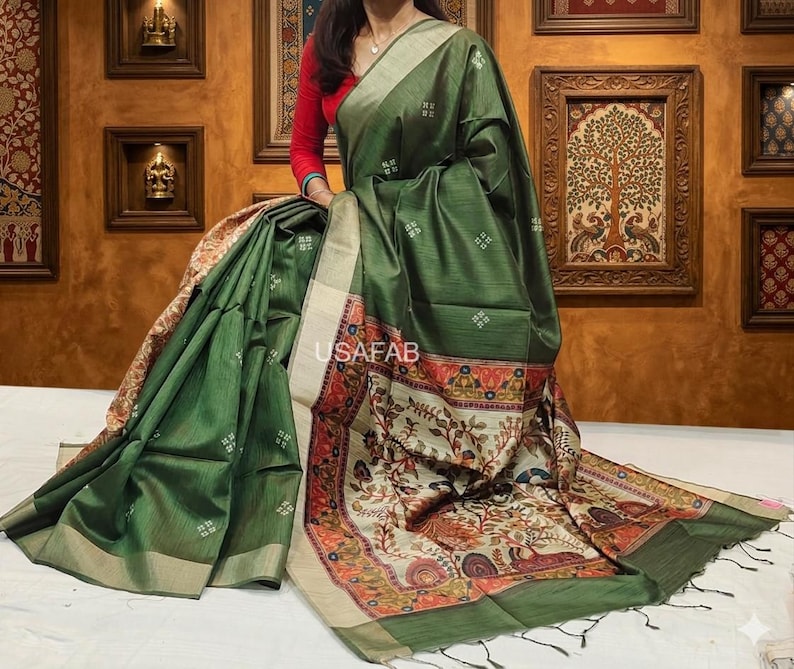 Khadi Raw Silk Saree,beautiful Kalamkari Peacock Hand Print on Pallu ... Best equalizer settings for car audio bass mid treble