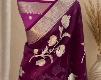 Pure Khadi Crepe Silk Saree,Rich Antique Zari Woven Pallu saree,Wedding Wear,Traditional saree