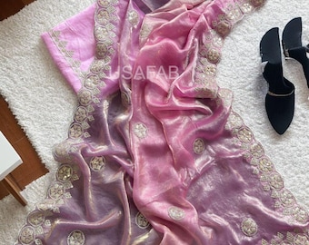 Sequin Border Chiffon Saree: Pastel & Vibrant Wedding Sari