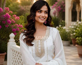 Heavy Work Fandi Silk Kurti Set,Designer Beads Work,Wedding Wear Kurti Plazzo Set, Indian Wear For Women
