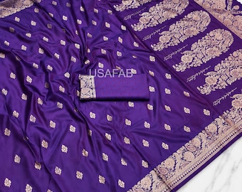 Soft Banarasi Silk Saree,Self-Weaving Design saree,Rich Traditional Zari Woven Pallu saree