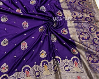 Pure Satin Silk Meenakari Jacquard Weaving Saree,Rich Designer Pallu saree,Indian Wedding Wear Sarees For Women