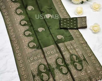 Satin Silk Jacquard Saree: Woven Blouse, Wedding & Festive Wear