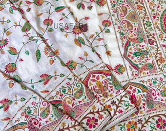 Royal Rajwadi Pashmina Dola Silk Saree ,Zari Weaving Kashmiri Handloom Pashmina Saree,Heavy Zari Weaving Border Saree,Hand Dyed Saree
