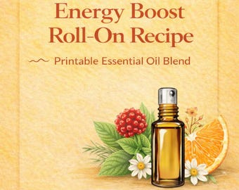 Receta de aceite esencial energizante / Mezcla natural para la concentración y la fatiga / Guía en PDF para roll-on de aromaterapia