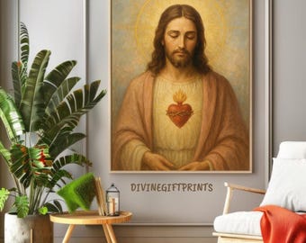 Sacred Heart of Jesus Print: Religious Wall Art (PDF, JPG Digital Download)
