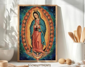 Our Lady of Guadalupe Art, Virgin Mary Mexican Decor, Catholic Spiritual Wall Print