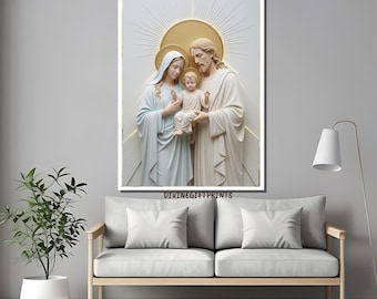 Holy Family Art, Nativity Scene Printable, Catholic Gift, Digital Download