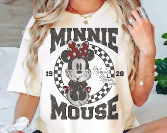 Retro Minnie Shirt, Minnie Maus Komfort Farben Shirt, Kariertes Disney Sweatshirt, Disney Girl Trip Shirt, Disney Familien Shirt, Disney Trip