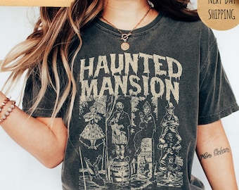 vintage chemise couleurs confort The Haunted Mansion, chemise Halloween Disney, chemise manoir hanté, assorti Halloween, manoir hanté 1969