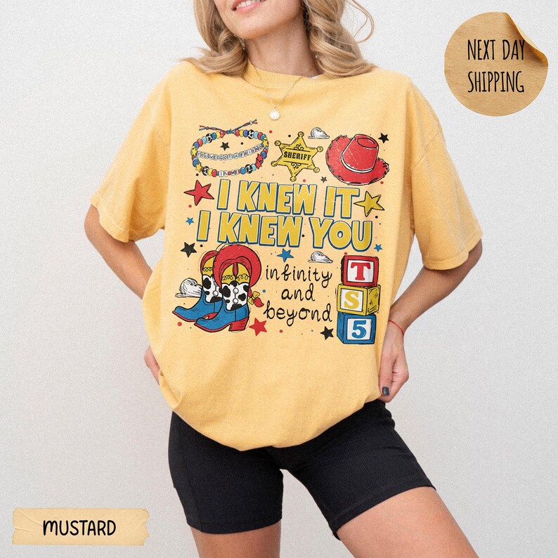 Retro I Knew It I Knew You Were Turning 5 Shirt, Swifts and Toy Story 5 Shirt, Disneyland Swifts Toy Story 5 Birthday,Toy Story Birthday tee Mustard/Daisy
