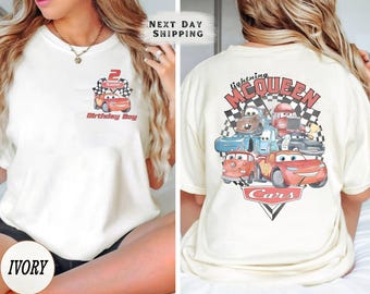 Disney Cars Birthday Family Shirts, Lightning Mcqueen Custom Name Comfort Colors Tee, Kids Disneyland Trip, Cars Family Vacation Shirts