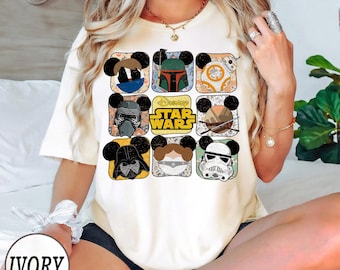 Maglietta di Topolino e i suoi amici di Star Wars, maglietta Disney di Topolino e Han Solo, magliette di Goofy Stormtrooper, maglietta di Paperino Jedi, magliette di Galaxy's Edge