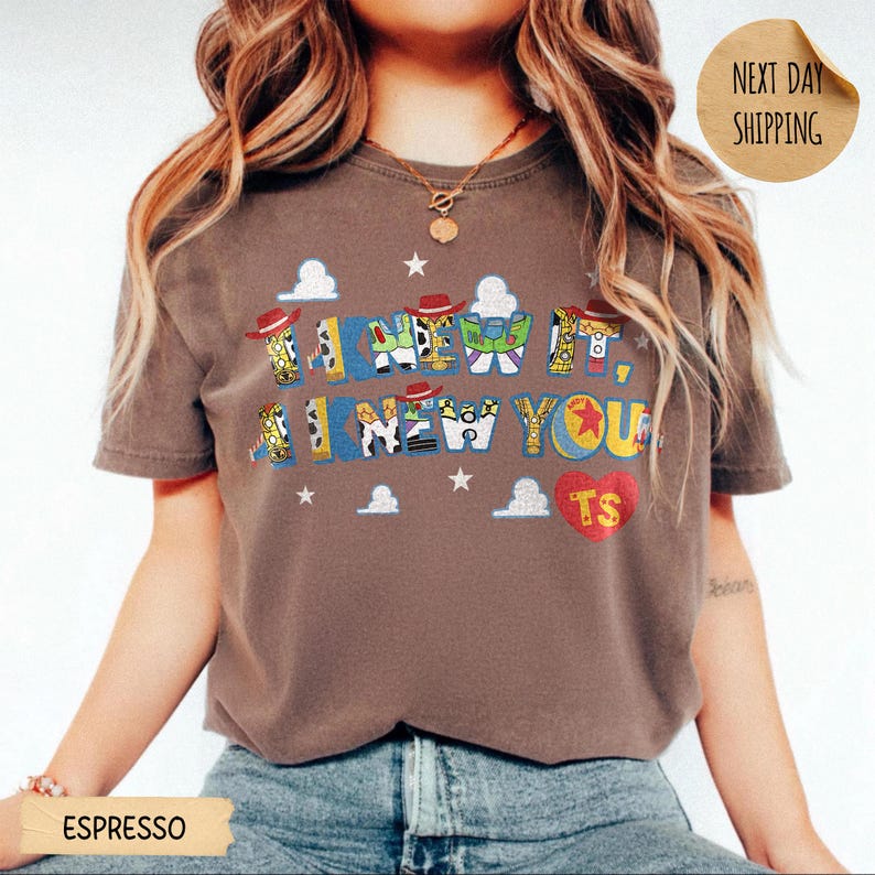 Vintage I Knew It I Knew You Shirt, TS and Toy Story 5 Friendship Shirt, Woody Buzz Lightyear Tee, Disneyland Toy Story Family Matching Tee Espresso (only CF)