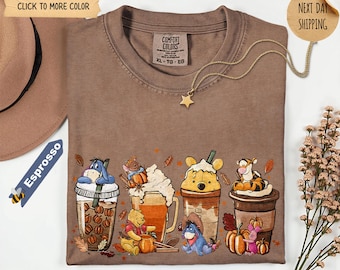 Winnie The Pooh Latte Coffee Sweatshirt, Pooh And Friends Latte Halloween Shirt, Halloween Coffee Tee, Disney Fall Shirt, Fall Iced Coffee
