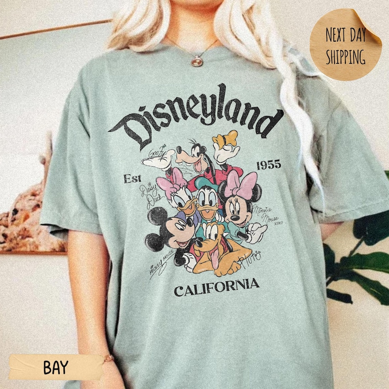 Retro Disneyland California Comfort Color Shirt, Disneyland Est 1955 Shirt, Mickey And Friends Shirt, Disney Vacation Tee, Walt Disney World Bay (only Comfort)
