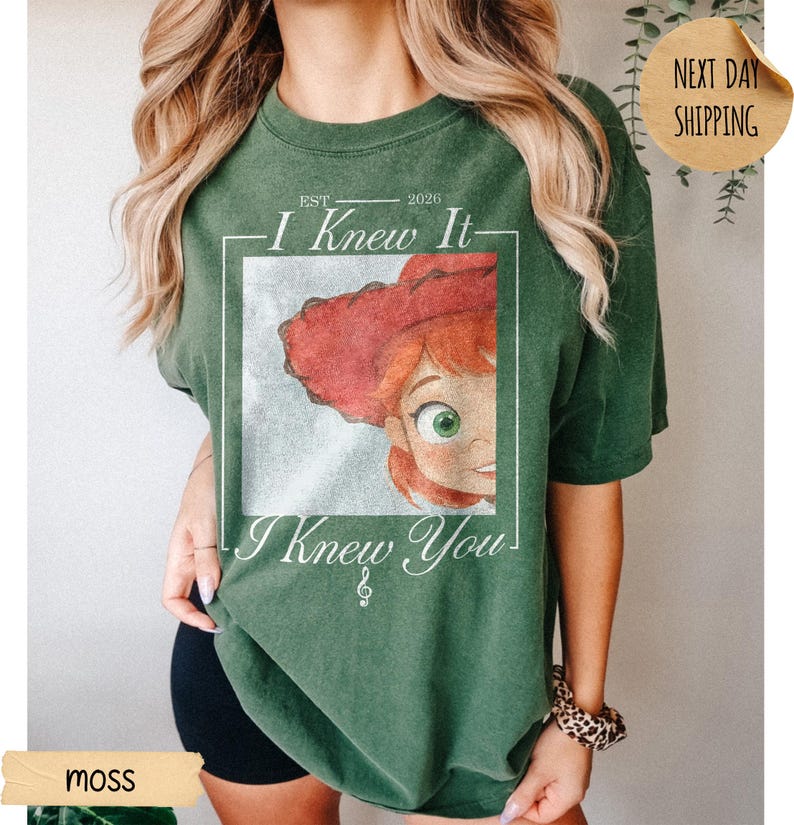 Watercolors TS Jessie Toy Story 5 Comfort Colors Shirt, Retro I Knew It I Knew You, Disneyland Toy Story Family Matching Tee Moss/Military Green