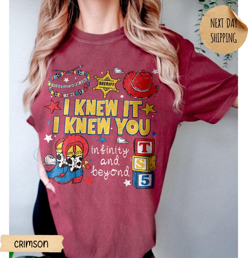 Retro I Knew It I Knew You Were Turning 5 Shirt, Swifts and Toy Story 5 Shirt, Disneyland Swifts Toy Story 5 Birthday,Toy Story Birthday tee Crimson/Heather Red