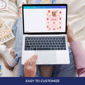 EASY TO CUSTOMIZE | Capybara Birthday invitation, Cute Floral Pink Girls Capybara Party Invite, Spring Capy Birthday | Canva EDITABLE Printable Instant Download