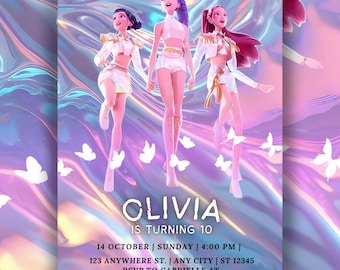 KPOP Demon Hunters Invitation, Customizable Birthday Invite, Kids Party, Music Lover, Digital PDF