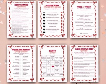 Red Bachelorette Party Games Bundle | Printable Bridal Shower (Digital Download)