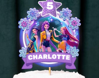 Editable Kpop Demon Hunters Cake Topper | K-pop Huntrix Birthday Party Cake Decoration | Kpop Anime Cake Topper | Cake Toppers Girls