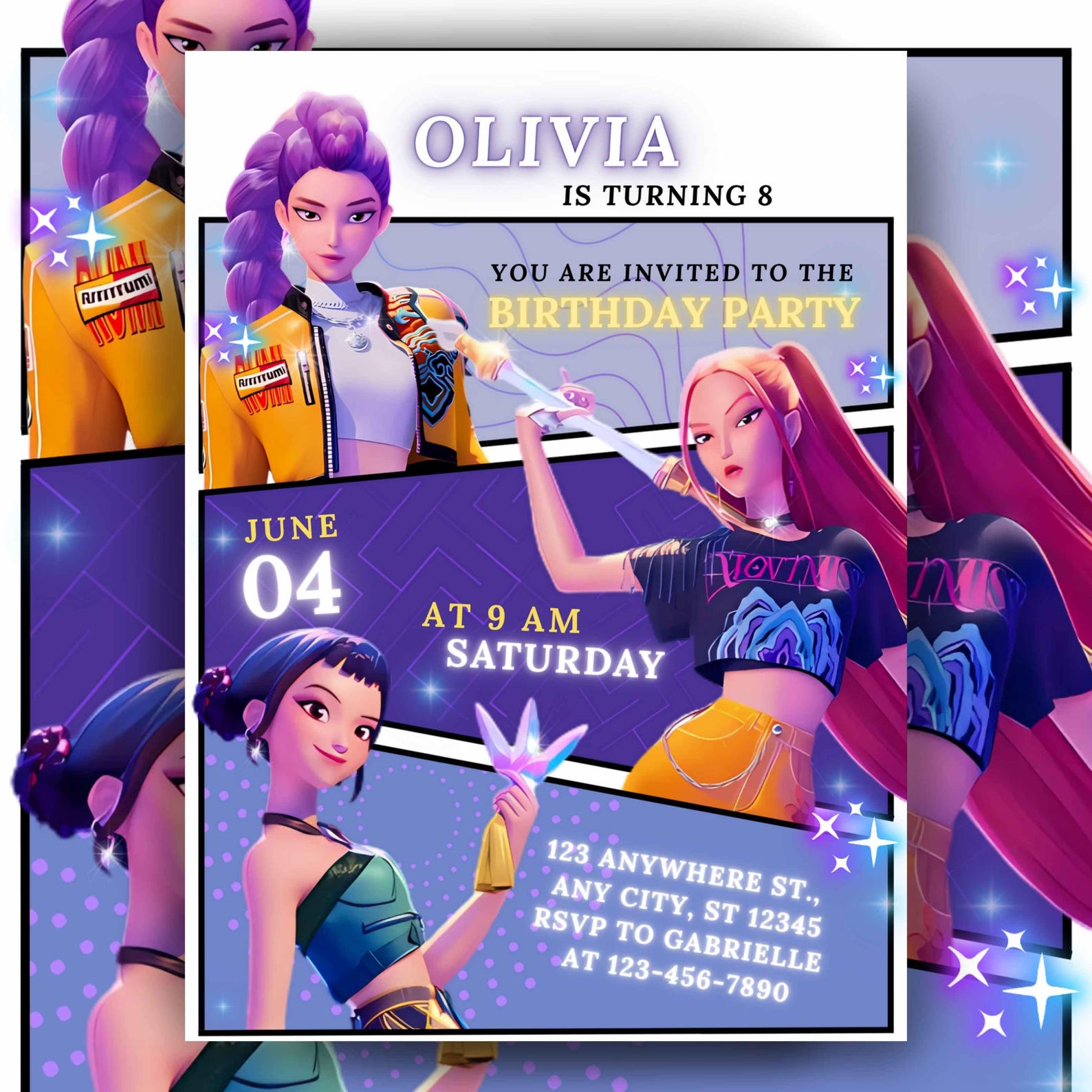 Kpop Demon Hunters Birthday Invitation | Huntrix Invitation | Printable ...