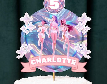 Editable Kpop Demon Hunters Cake Topper | K-pop Huntrix Birthday Party Cake Decoration | Kpop Anime Cake Topper | Cake Toppers Girls