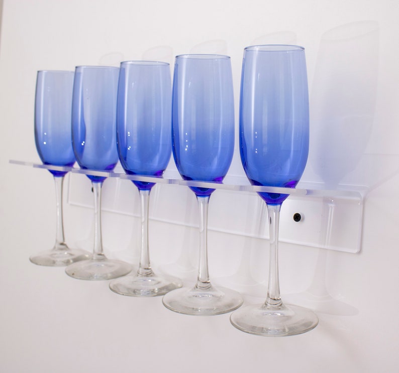 Champagne Glass Holder Wall Mounted Shelves. Clear Thick Etsy