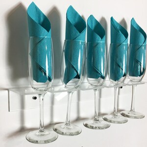 Champagne Glass Holder Wall Mounted Shelves. Clear, Thick, Durable, Choice of 18" or 21” long