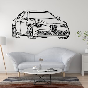 2016 Alfa Romeo Giulia Quadrifoglio wall art print, Italian sports car poster for man cave or garage, Giulia Quadrifoglio perspective decor