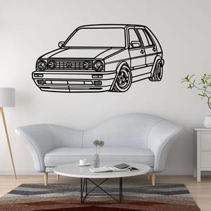 Volkswagen Golf MK2 Metal Wall Art, Classic Euro Hatchback Steel Silhouette Sign, VW Car Decor for Garage, Workshop or Man Cave