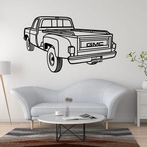 1970 GMC Pickup Truck Metal Wall Art, Classic Rear View Silhouette Wall Decor, Vintage Truck Garage Sign Gift For Him, Man Cave Steel Art