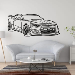 2018 Chevy Camaro ZL1 Metal Wall Art Muscle Car Silhouette Decor for Garage Office Man Cave Auto Enthusiast Gift Modern Style