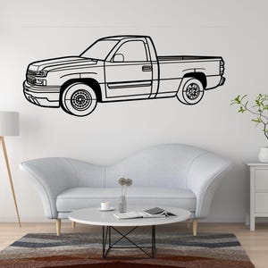 2007 Chevy Silverado Metal Wall Art Classic Pickup Truck Silhouette Decor for Garage Office Man Cave Auto Enthusiast Gift
