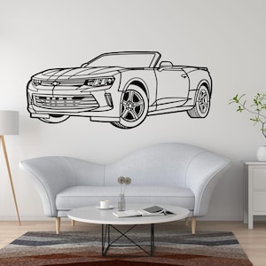 2018 Chevy Camaro Convertible Metal Wall Art Muscle Car Silhouette Decor for Garage Office Man Cave Auto Enthusiast Gift